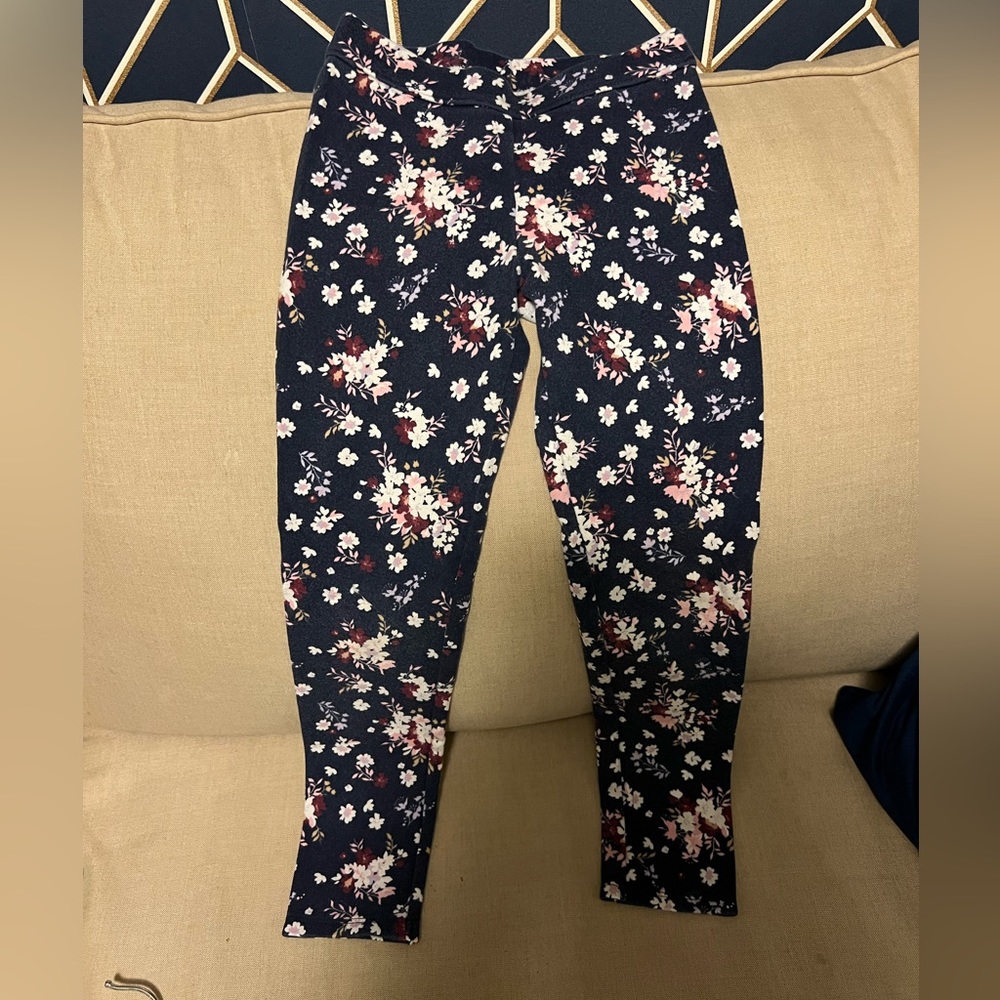 Janie and Jack blue floral leggings size 7.